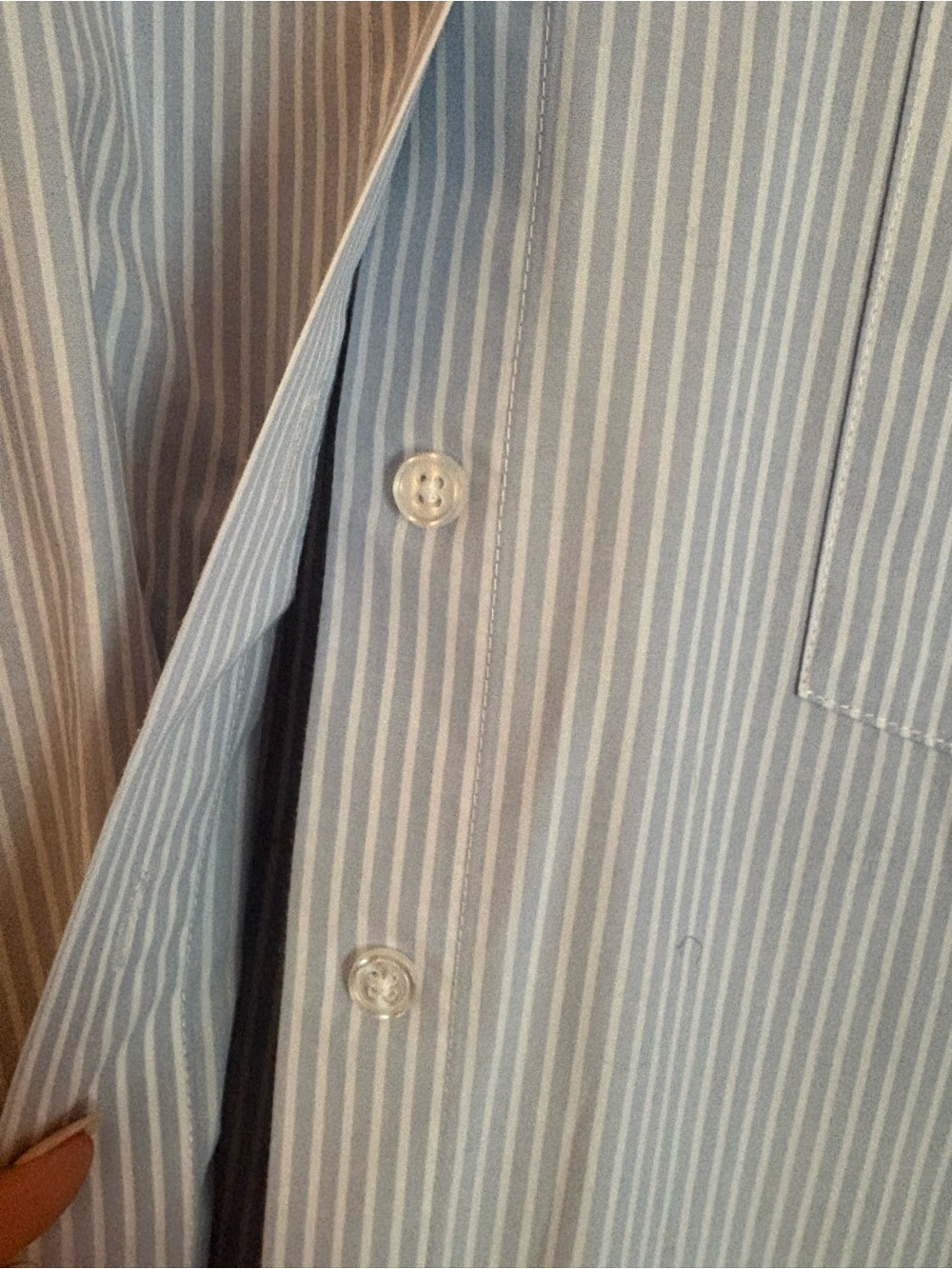Light Blue Pinstripe Longline Button-Down Shirt dress Banana Republic - Picture 2 of 4